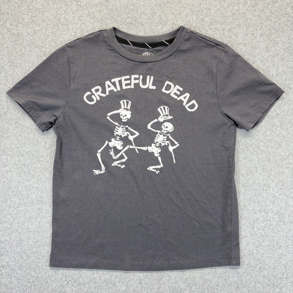 Grateful Dead Skeleton Top Hat Graphic T-Shirt Kids 6/7 Gray